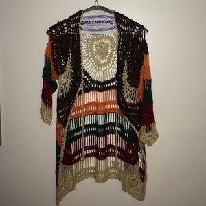Colorful crochet loose sweater!