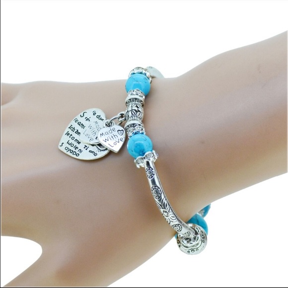 Made with love blue charm bracelet