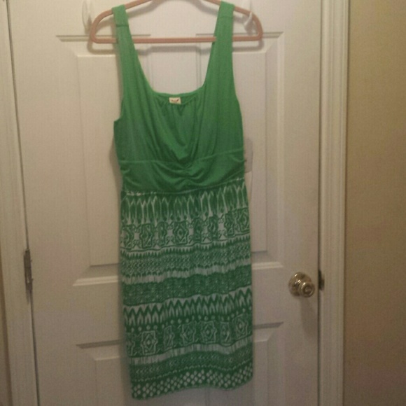 Green and Aztec Print Dress