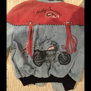 RARE Harley Davidson denim/leather jacket