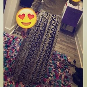 Gold and Black Shimmery Floor-Length Vintage Dress