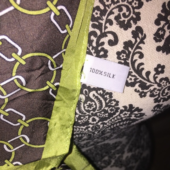 Brown & Green 100% Silk Scarf - Picture 2 of 2