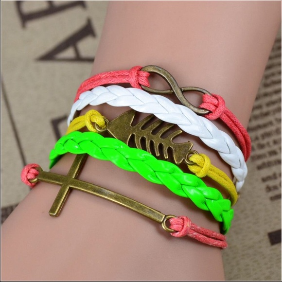 Cross fishbone infinity handmade bracelet