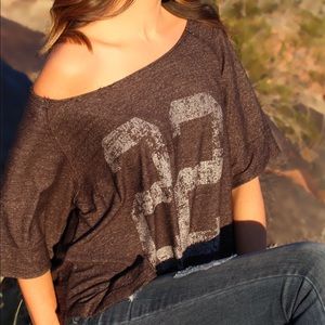 '22' Varsity Slouchy Short Sleeve Sweater