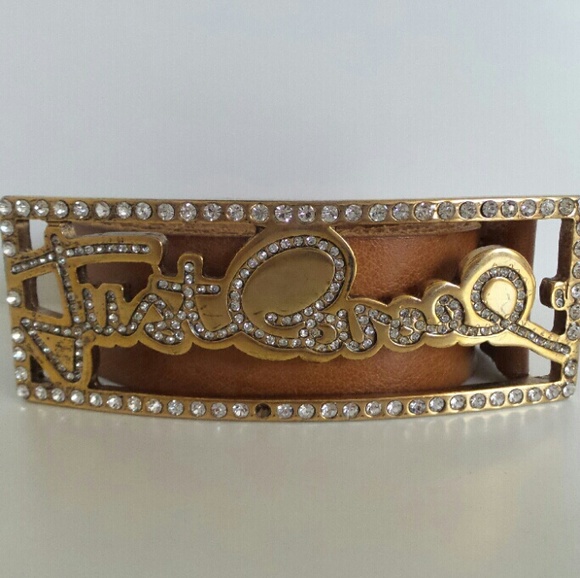 Just Cavalli 95 brown leather rhinestone belt - Picture 2 of 4