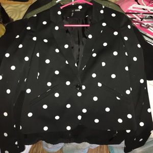 SOLD -- Black and White Polka Dot Blazer