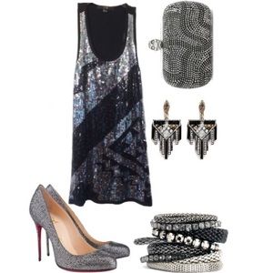 Sequin body con tank tunic dress