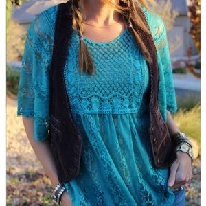Boho Crochet Detailed Top (4 Colors)!