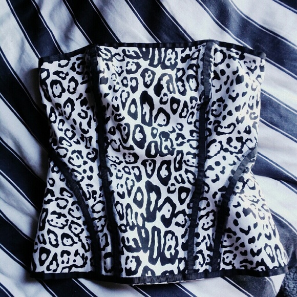 White House Black Market Leopard Print Bustier