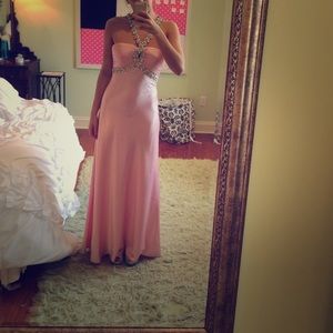 Pink prom dress with silver detailing