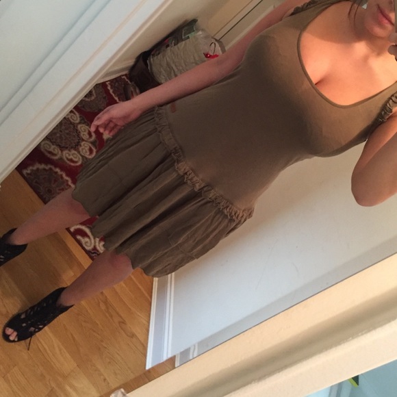 Burberry Brit ruffle tank drop waist dress