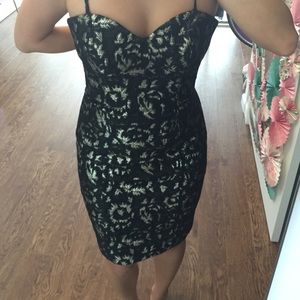 Tracy Reese Black & Gold Strapless Dress