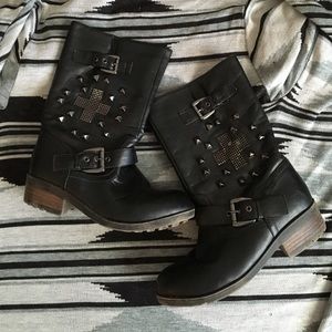 Black Moto combat boots size 8
