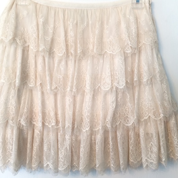 Beautiful cream ivory eyelash lace tiered skirt
