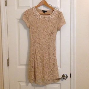 Flower lace collared dress