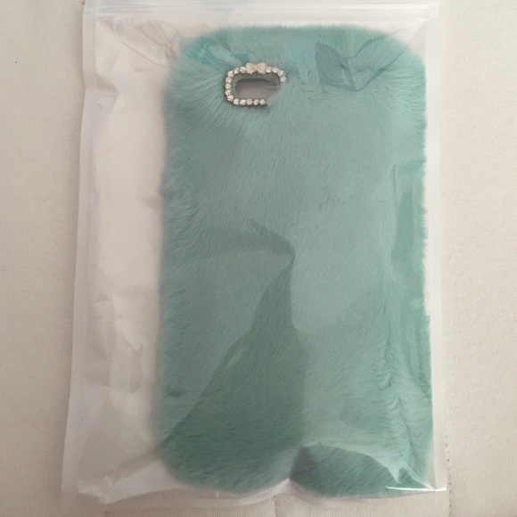 iPhone 6 Plus light blue fur case