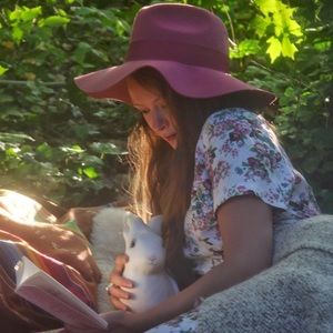 Free People pink wide brim fedora