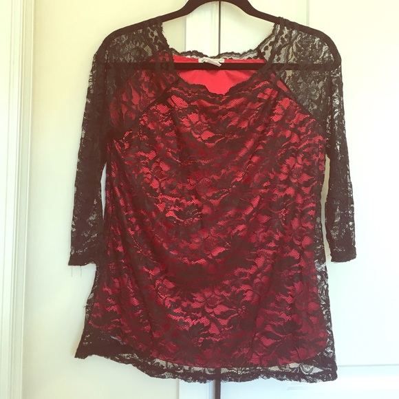 Jessica London blouse in red and black