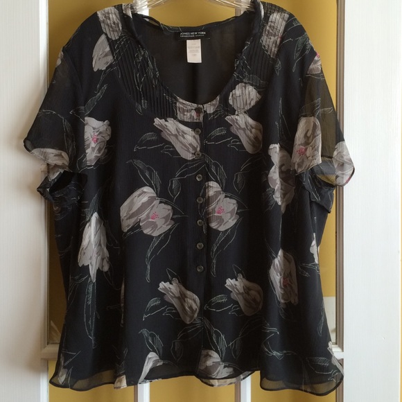 Jones New York Black Floral Top