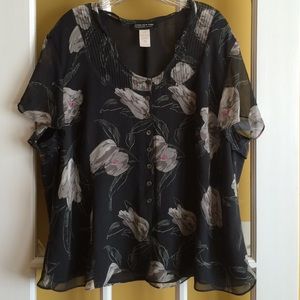 Jones New York Black Floral Top