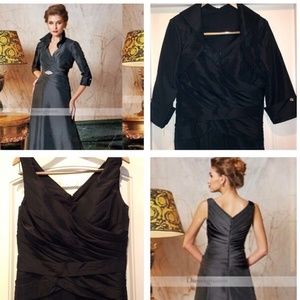 black evening gown with jacket