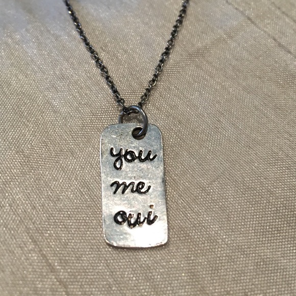 Alisha Michelle "you, me, oui" dog tag necklace