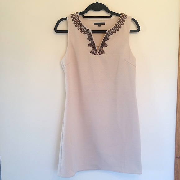 Studded Detail Ivory Dress