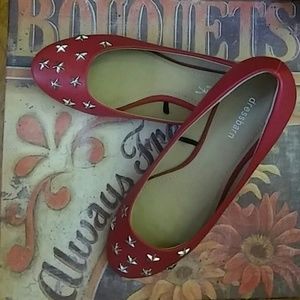 ?Dress Barn?  Red Star Studded Flats