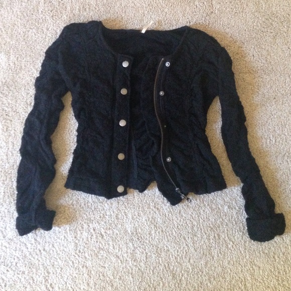 Free People ruched blazer in black - Picture 2 of 4