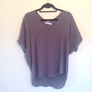 Sheer Gray Short Sleeved Lush Top