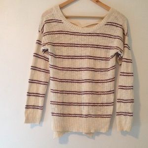 Maroon and white stripped sweater