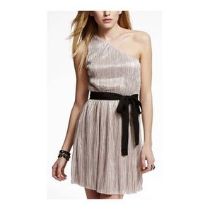 Express Metallic Pleated One Shoulder Dress