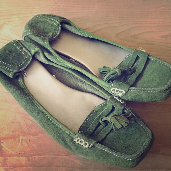Green Suede Flats