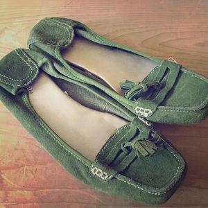 Green Suede Flats