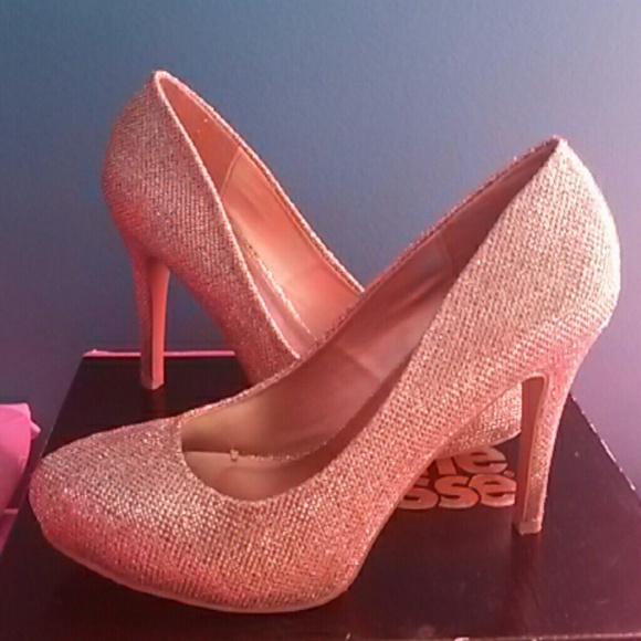 Gold glitter heels