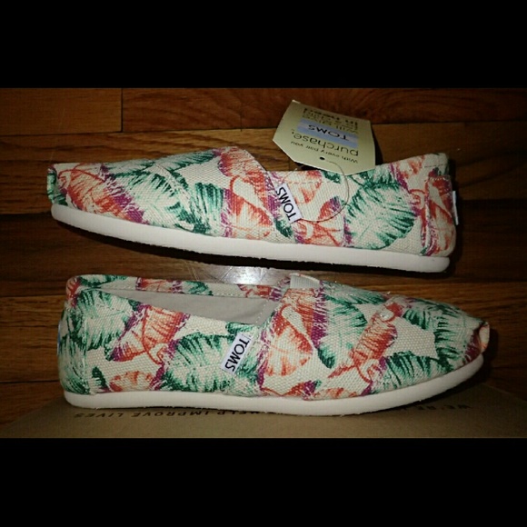 Toms Multi Color Floral Burlap Shoes Size 6 - New - Picture 3 of 4