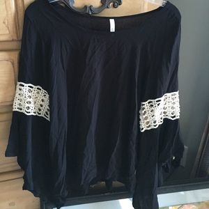 Black long sleeve lace boutique top. NWOT