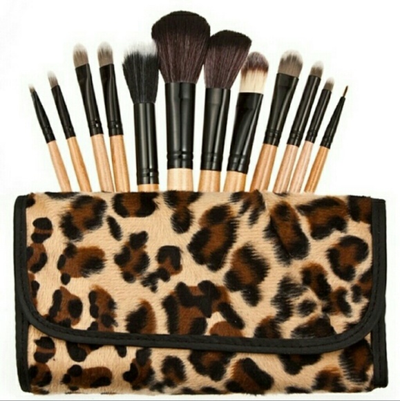 Leopard makeup brush set 15 pcs