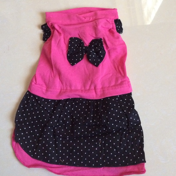 NEW hot pink polka bow dog cat pet dress!