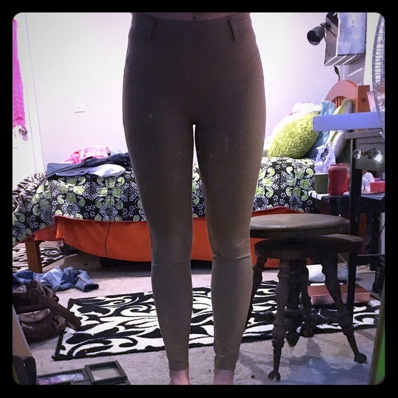 High waisted, khaki jeggings, VERY fitted