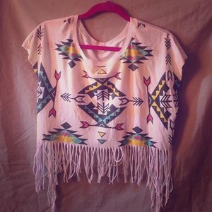 cropped fringe aZtec top
