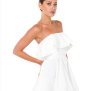 Akira strapless ruffle top ivory skater dress