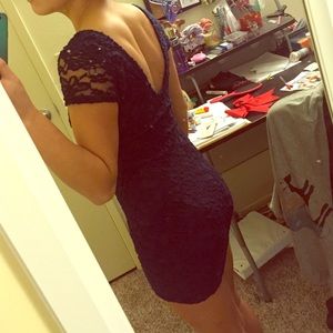 Navy blue mini lace dress