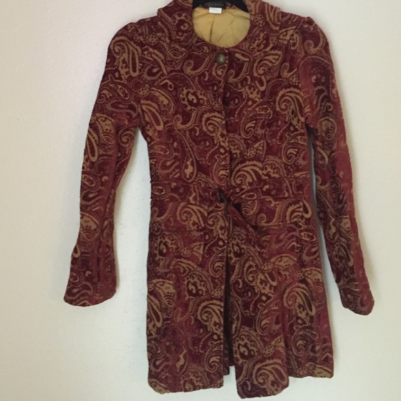 Red vintage Texture Pea coat - Picture 1 of 4