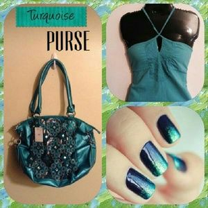 Turquoise Metallic Purse