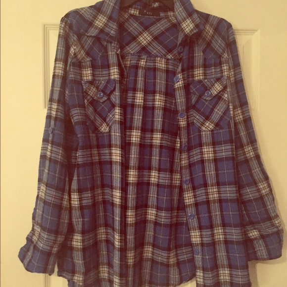 Blue and black plaid flannel