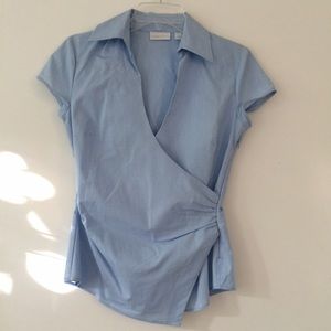 New York & Co short sleeve wrap up office shirt