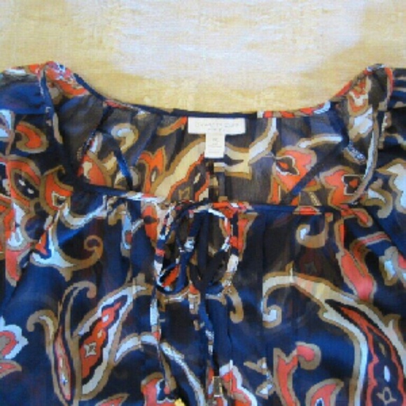 Chiffon Peasant Blouse Sz XL Petite NWT - Picture 3 of 4