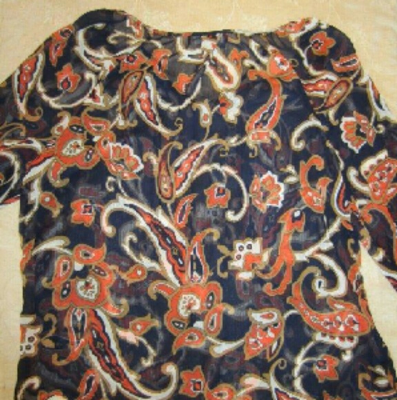 Chiffon Peasant Blouse Sz XL Petite NWT - Picture 4 of 4