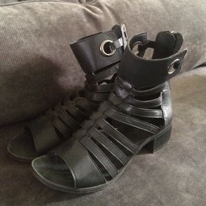 Wedge strappy sandals worn literally 1 time.